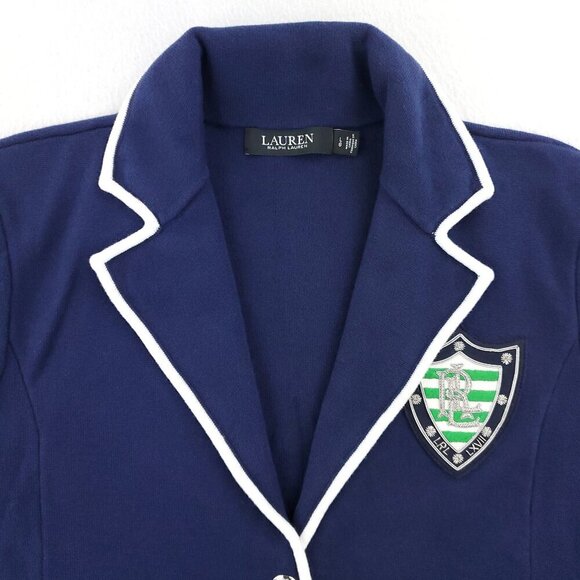 Lauren Ralph Lauren Black Label Blazer Bullion Crest Jacket Women's Large - Picture 7 of 16